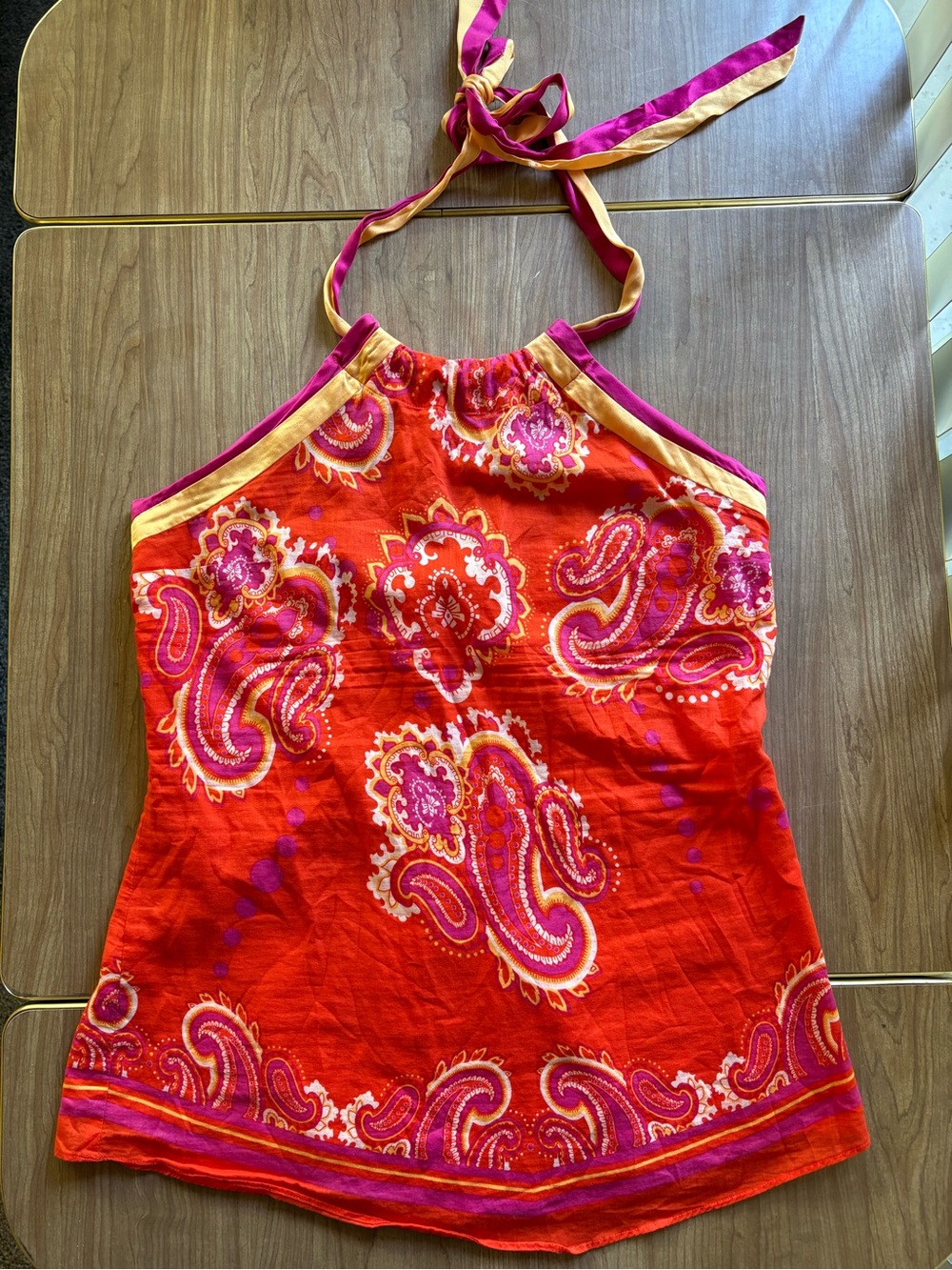 Vintage Y2K 2000s Guess Halter Top Cotton Colorful Paisley Print Size Small